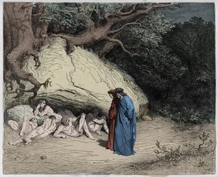 Enfer, chant 4 : les âmes innocentes dans les limbes, illustration de la Divine Comédie de Dante Alighieri, 1885
